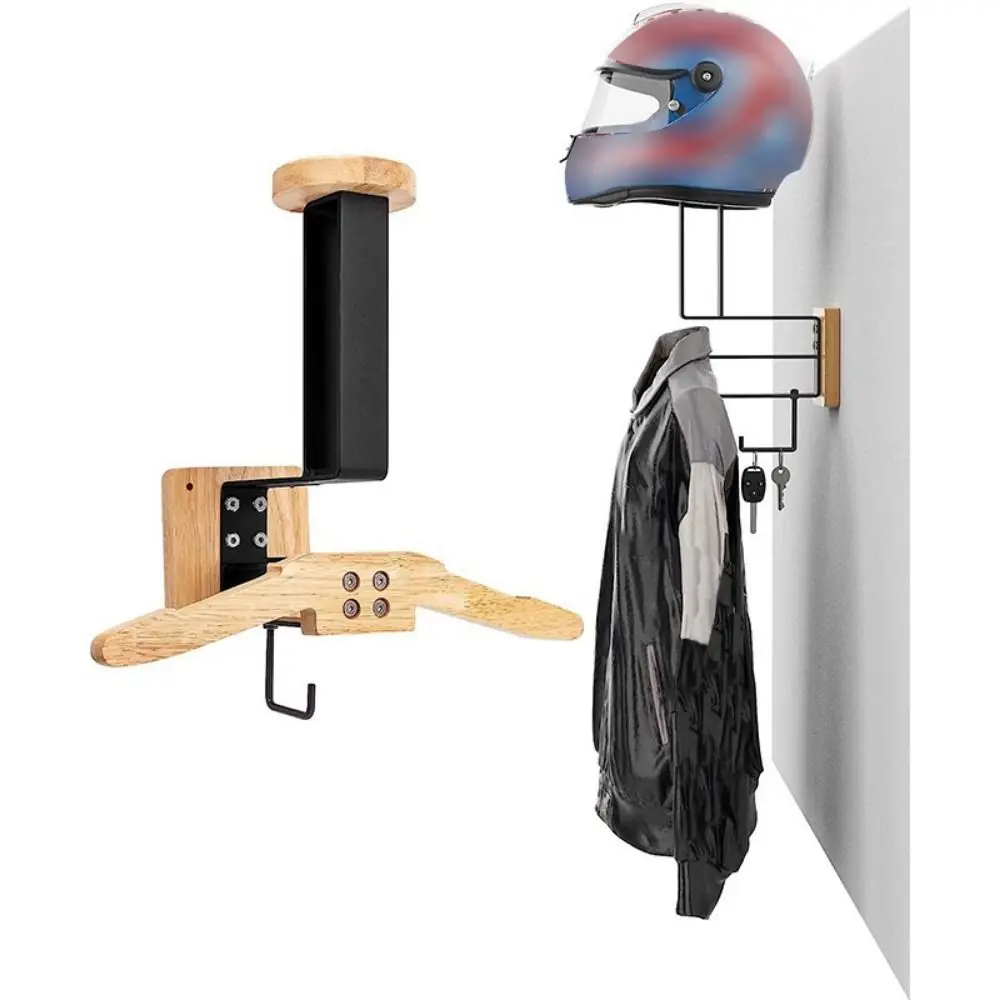Motorcycle Gear Display Rack - Wood Motorcycle Helmet Holder Wall Mount