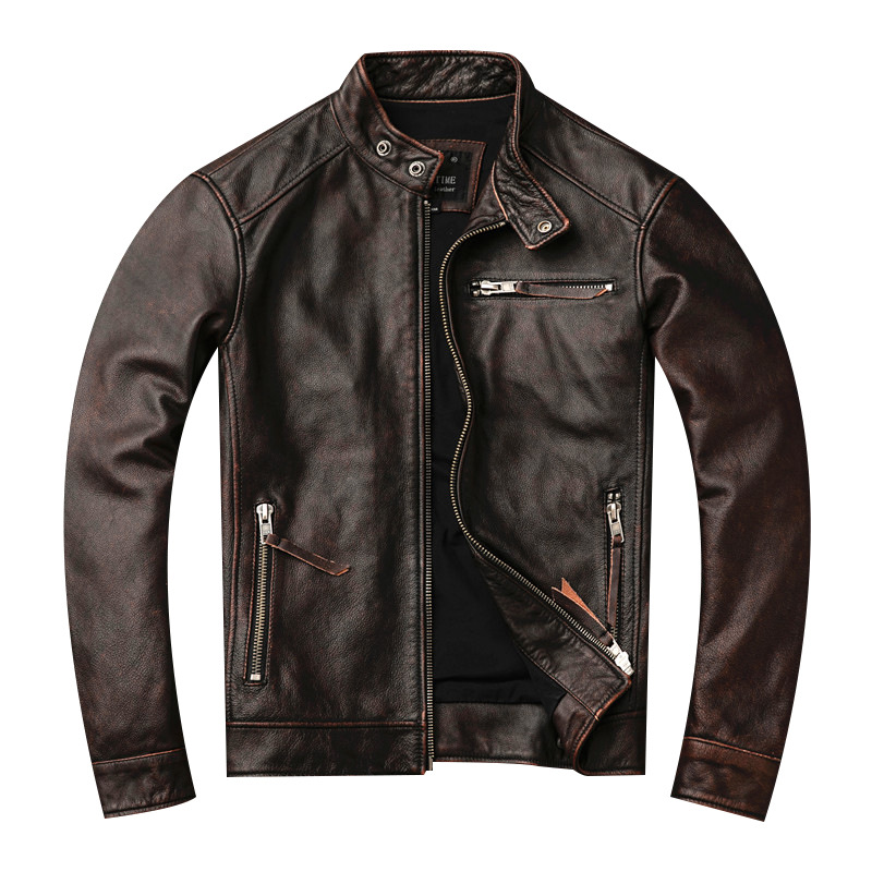 Ami Khaki Men's Distressed Lea - огляд і ціна Riding Jacket Leather