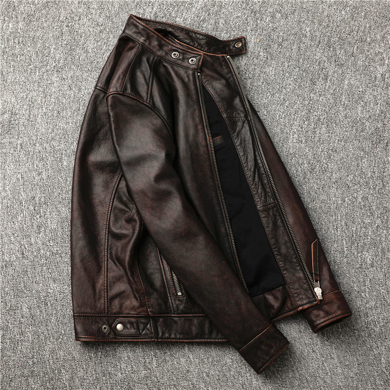 Ami Khaki Men's Distressed Lea - огляд і ціна Riding Jacket Leather