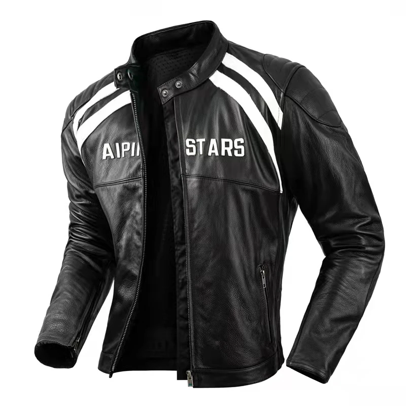 Men's Leather Biker Jacket Ret - огляд і ціна Riding Jacket Leather