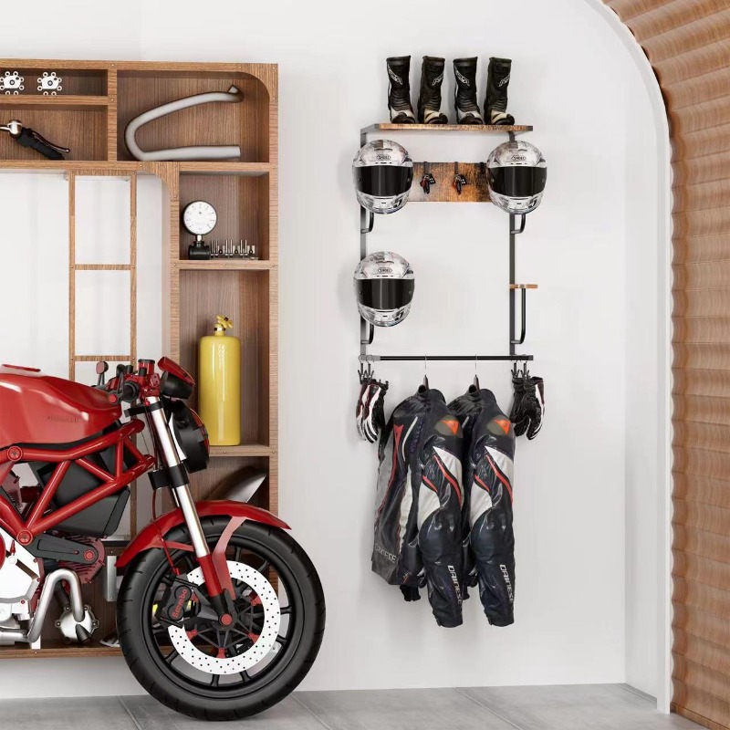Wooden Wall Mounted Helmet Hol - огляд і ціна Motorcycle Gear Display Rack