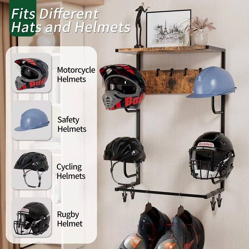 Wooden Wall Mounted Helmet Hol - огляд і ціна Motorcycle Gear Display Rack