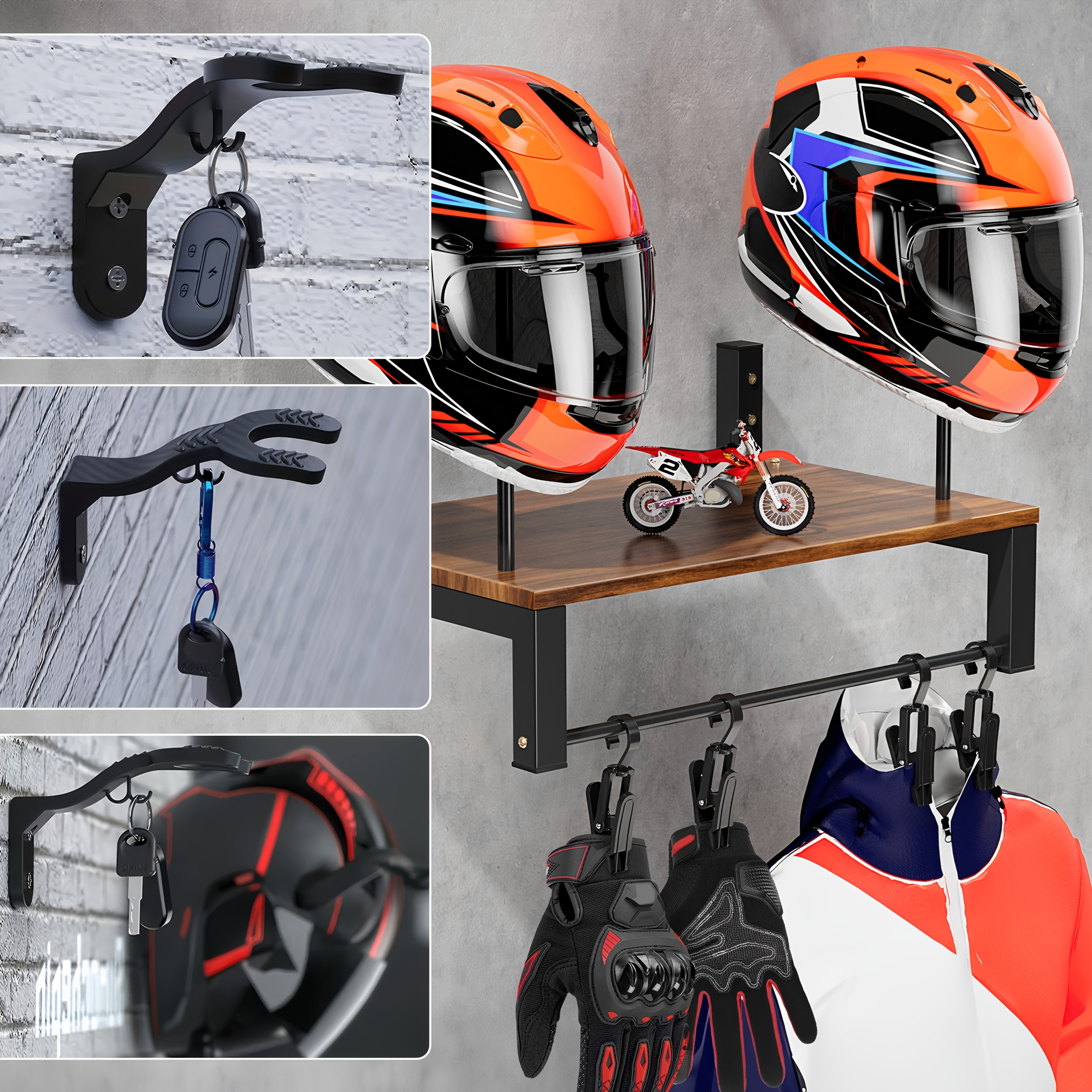 A Sturdy Wooden Display Rack f - огляд і ціна Motorcycle Gear Display Rack