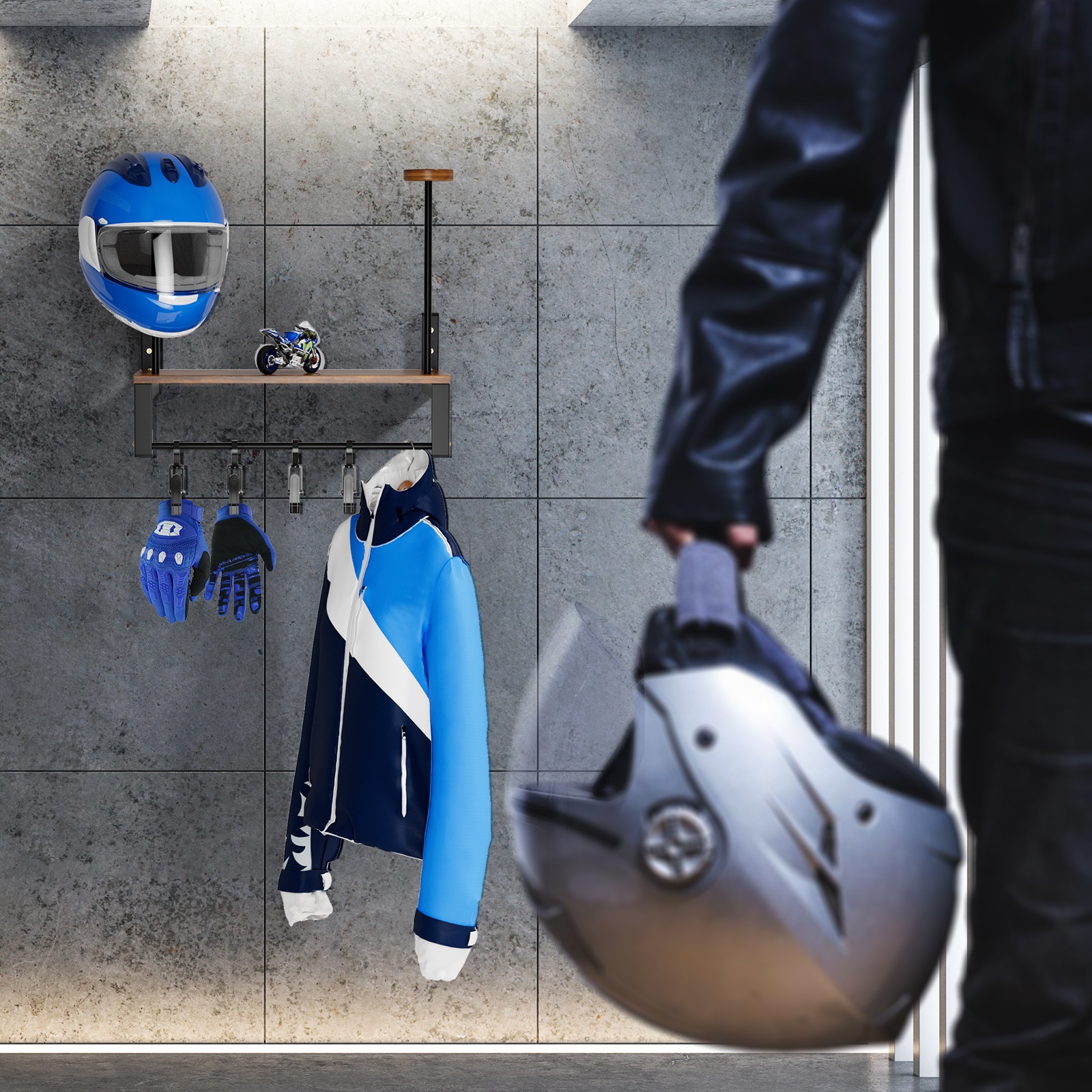 A Sturdy Wooden Display Rack f - огляд і ціна Motorcycle Gear Display Rack