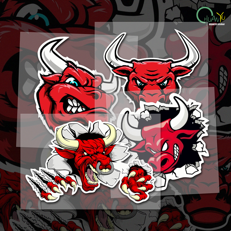 Red Angry Bull PVC Sticker Dec - огляд і ціна Motorcycle Gear Bundle