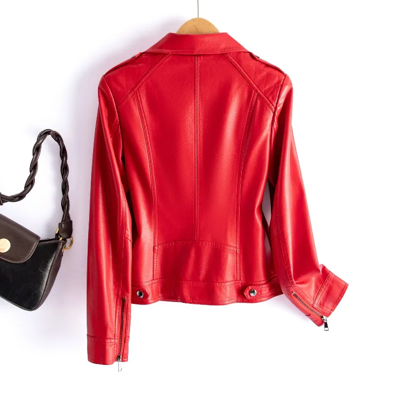 M-6XL Chic Wine Red Split Shee - огляд і ціна Riding Jacket Leather