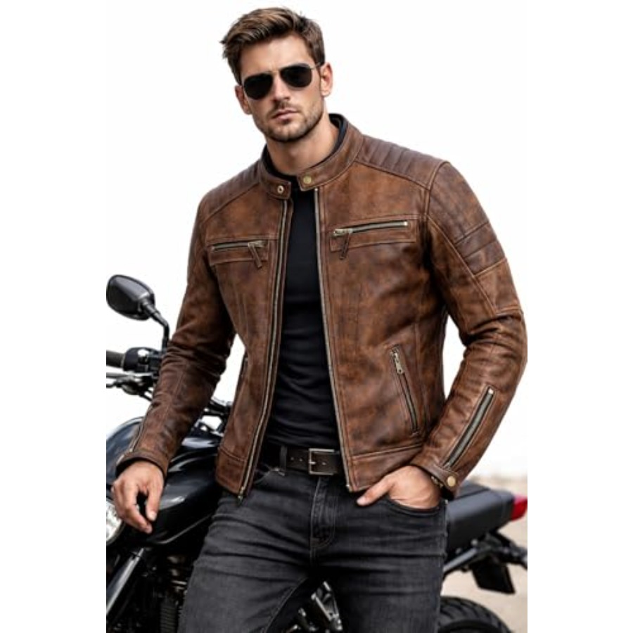 Men's Leather Motorcycle Jacke - огляд і ціна Riding Jacket Leather