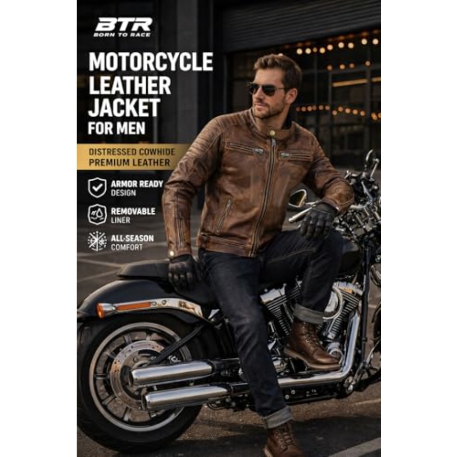 Men's Leather Motorcycle Jacke - огляд і ціна Riding Jacket Leather