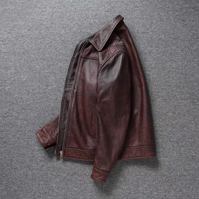 Retro Distressed Lapel First L - огляд і ціна Riding Jacket Leather